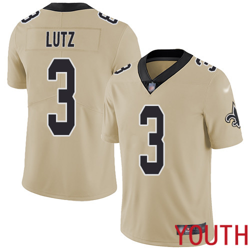 New Orleans Saints Limited Gold Youth Wil Lutz Jersey NFL Football #3 Inverted Legend Jersey->women nfl jersey->Women Jersey